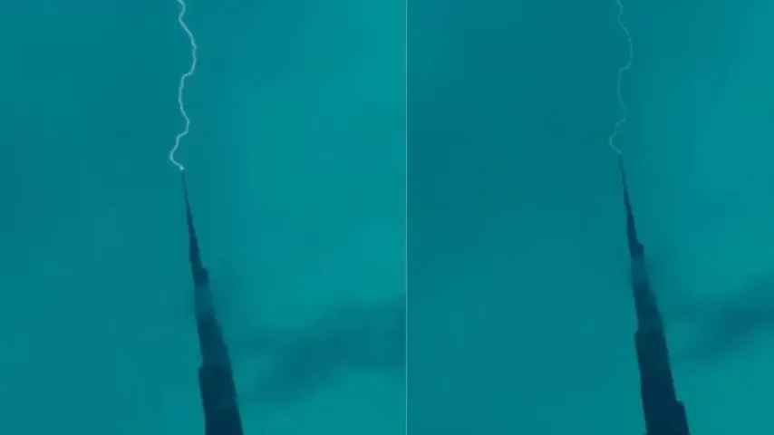 Dramatischer Moment: Blitz trifft Burj Khalifa