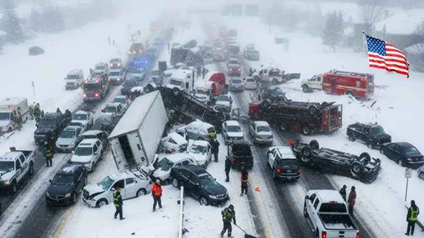Massenkarambolage in den USA mit 45 Fahrzeugen – Schneesturm verursacht Chaos