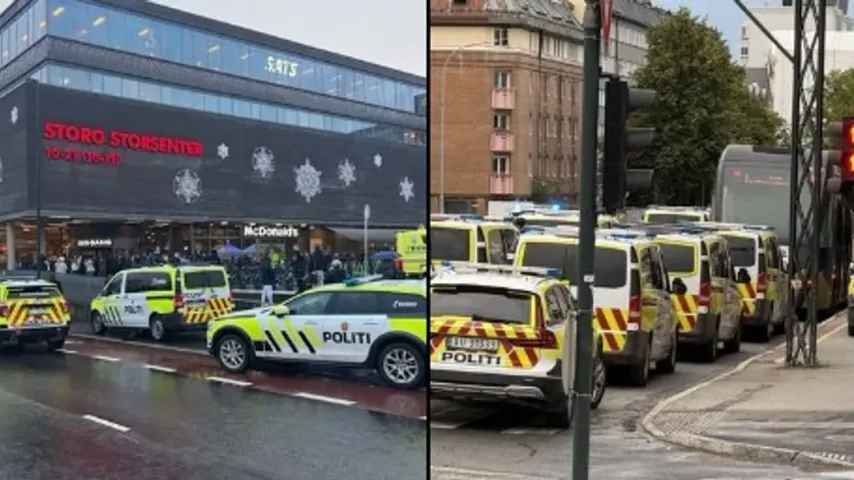 Panikartige Käufer fliehen nach Schüssen in einem Einkaufszentrum in Oslo, Norwegen