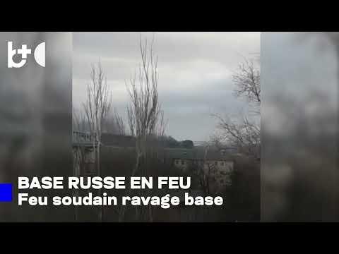 Base russe de Marioupol en feu