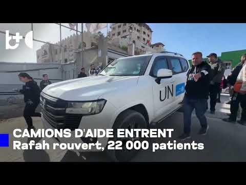 Des camions d'aide entrent à Gaza après l'ouverture du passage frontalier de Rafah